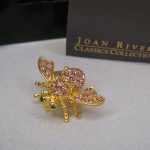 Joan Rivers Classics Collection Pink Rhinestone Bee Pin Brooch